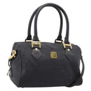 MCM Logogram Vicetos Hand Bag PVC 2way Black Gold Auth mr2890-1