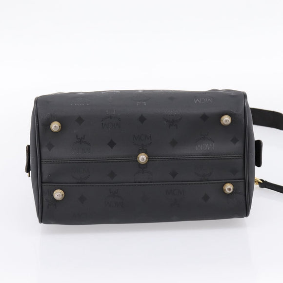 MCM Logogram Vicetos Hand Bag PVC 2way Black Gold Auth mr2890