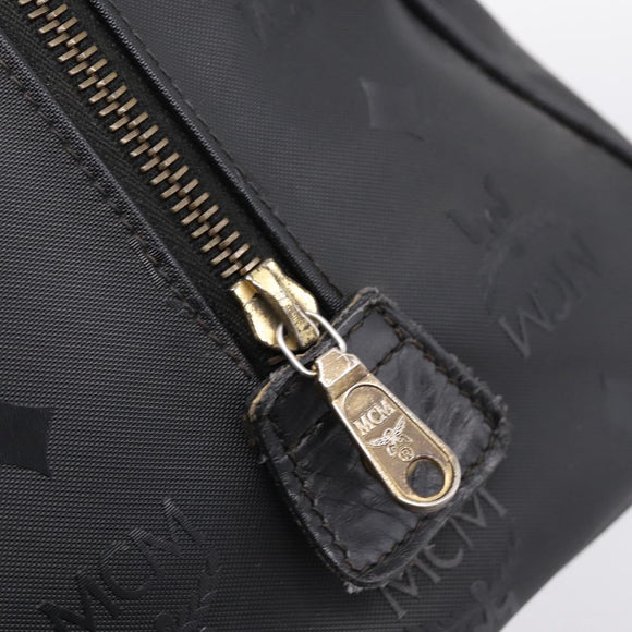 MCM Logogram Vicetos Hand Bag PVC 2way Black Gold Auth mr2890