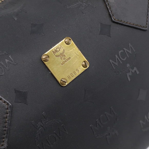 MCM Logogram Vicetos Hand Bag PVC 2way Black Gold Auth mr2890