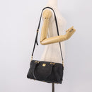 MCM Logogram Vicetos Hand Bag PVC 2way Black Gold Auth mr2890-23