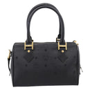 MCM Logogram Vicetos Hand Bag PVC 2way Black Gold Auth mr2890-3