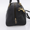 MCM Logogram Vicetos Hand Bag PVC 2way Black Gold Auth mr2890-4