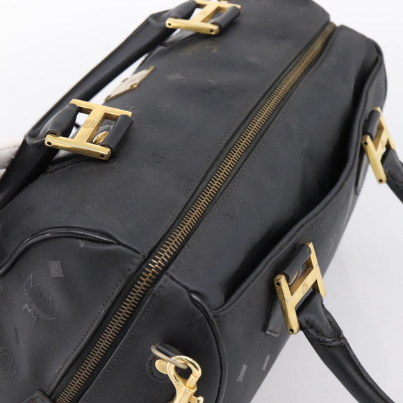 MCM Logogram Vicetos Hand Bag PVC 2way Black Gold Auth mr2890