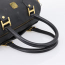 MCM Logogram Vicetos Hand Bag PVC 2way Black Gold Auth mr2890-7