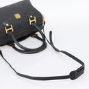 MCM Logogram Vicetos Hand Bag PVC 2way Black Gold Auth mr2890-9