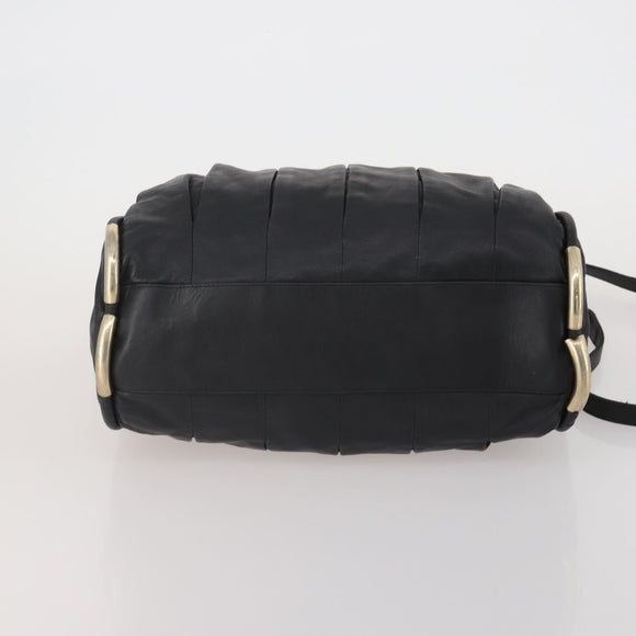 BALLY Hand Bag Leather 2way Black Gold Auth mr2891