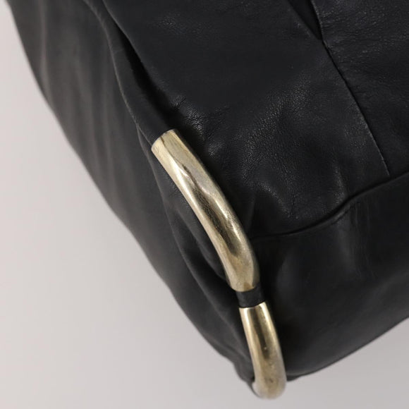 BALLY Hand Bag Leather 2way Black Gold Auth mr2891