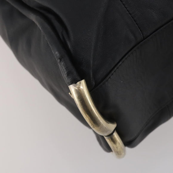 BALLY Hand Bag Leather 2way Black Gold Auth mr2891