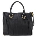 BALLY Hand Bag Leather 2way Black Gold Auth mr2891-2