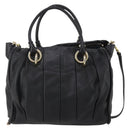 BALLY Hand Bag Leather 2way Black Gold Auth mr2891-3
