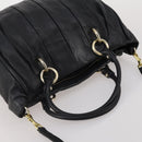 BALLY Hand Bag Leather 2way Black Gold Auth mr2891-6