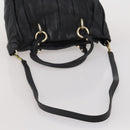 BALLY Hand Bag Leather 2way Black Gold Auth mr2891-7