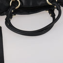 BALLY Hand Bag Leather 2way Black Gold Auth mr2891-9