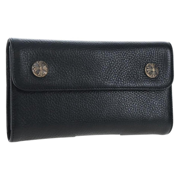 Chrome Hearts Wave Wallet Leather Black Auth mr2894SM
