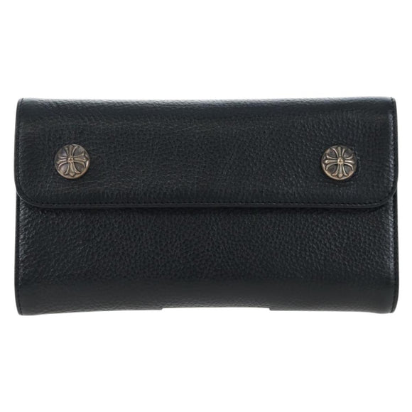Chrome Hearts Wave Wallet Leather Black Auth mr2894SM