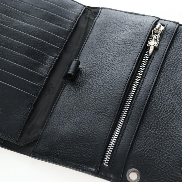 Chrome Hearts Wave Wallet Leather Black Auth mr2894SM