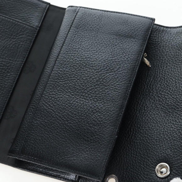 Chrome Hearts Wave Wallet Leather Black Auth mr2894SM