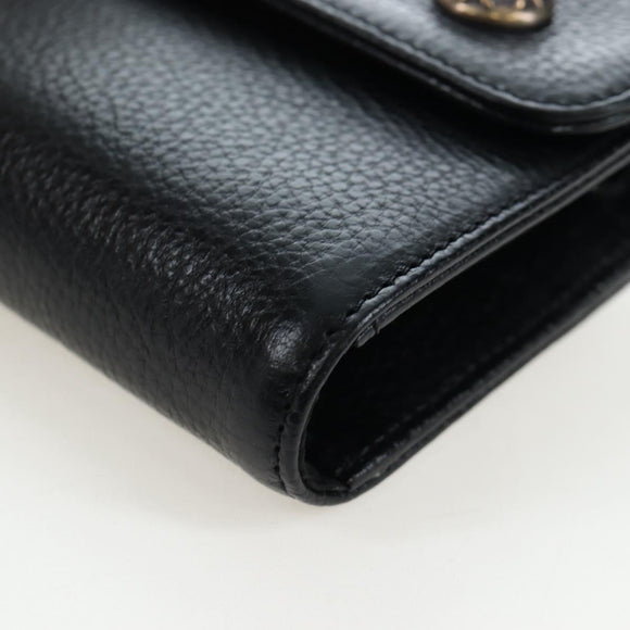 Chrome Hearts Wave Wallet Leather Black Auth mr2894SM