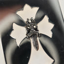 Chrome Hearts Flare Dagger Large Dog Tag Necklace metal Silver Auth mr2895SAM-13
