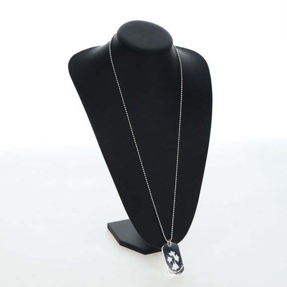 Chrome Hearts Flare Dagger Large Dog Tag Necklace metal Silver Auth mr2895SAM