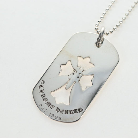 Chrome Hearts Flare Dagger Large Dog Tag Necklace metal Silver Auth mr2895SAM