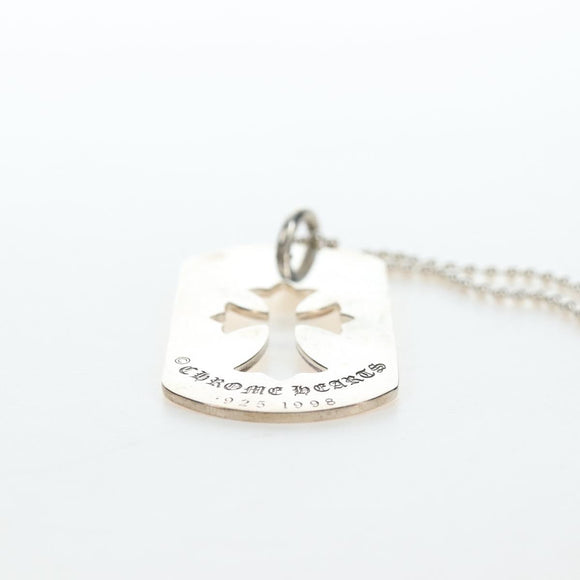 Chrome Hearts Large Dog Tag Necklace metal Silver Auth mr2897SAM