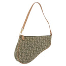 Christian Dior Trotter Canvas Saddle Pouch Hand Bag Khaki Gold Auth mr2899V-1