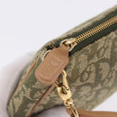 Christian Dior Trotter Canvas Saddle Pouch Hand Bag Khaki Gold Auth mr2899V-15