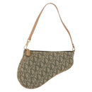 Christian Dior Trotter Canvas Saddle Pouch Hand Bag Khaki Gold Auth mr2899V-2