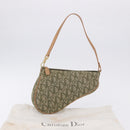Christian Dior Trotter Canvas Saddle Pouch Hand Bag Khaki Gold Auth mr2899V-22