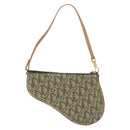 Christian Dior Trotter Canvas Saddle Pouch Hand Bag Khaki Gold Auth mr2899V-3