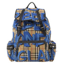 BURBERRY Nova Check Backpack Nylon Beige Silver Auth mr2901A-13