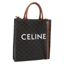 CELINE Macadam Canvas Triomphe Shoulder Bag Leather 2way Brown Gold Auth mr2902A-1