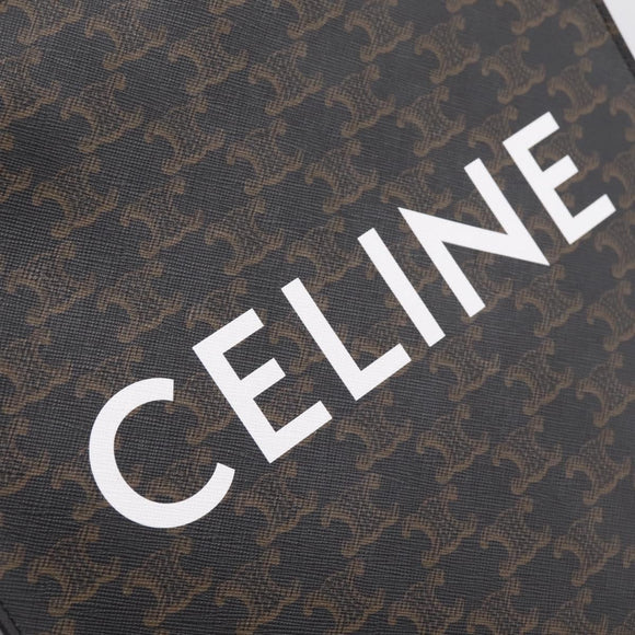 CELINE Macadam Canvas Triomphe Shoulder Bag Leather 2way Brown Gold Auth mr2902A