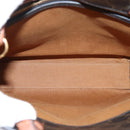 CELINE Macadam Canvas Triomphe Shoulder Bag Leather 2way Brown Gold Auth mr2902A-17