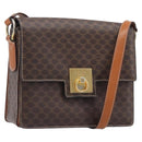 CELINE Macadam Canvas Shoulder Bag PVC Leather Brown Gold Auth mr2903-1