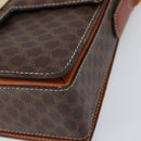 CELINE Macadam Canvas Shoulder Bag PVC Leather Brown Gold Auth mr2903-9