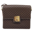 CELINE Macadam Canvas Shoulder Bag PVC Leather Brown Gold Auth mr2903-13