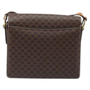 CELINE Macadam Canvas Shoulder Bag PVC Leather Brown Gold Auth mr2903-2