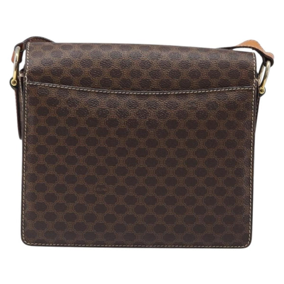 CELINE Macadam Canvas Shoulder Bag PVC Leather Brown Gold Auth mr2903