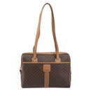 CELINE Macadam Canvas Shoulder Bag PVC Leather Brown Gold Auth mr2905-2