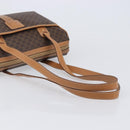 CELINE Macadam Canvas Shoulder Bag PVC Leather Brown Gold Auth mr2905-7
