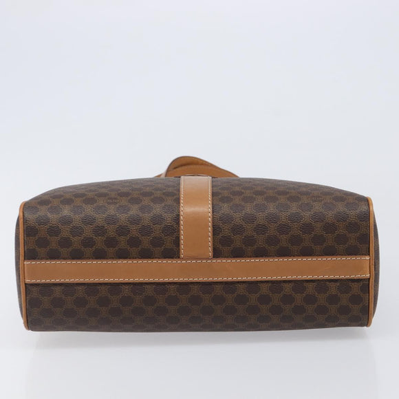 CELINE Macadam Canvas Shoulder Bag PVC Leather Brown Gold Auth mr2905