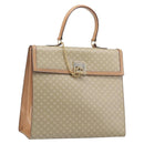 CELINE Macadam Canvas Hand Bag PVC Beige Gold Auth mr2906-1