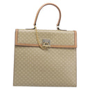 CELINE Macadam Canvas Hand Bag PVC Beige Gold Auth mr2906-2
