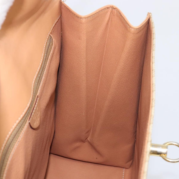 CELINE Macadam Canvas Hand Bag PVC Beige Gold Auth mr2906