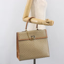 CELINE Macadam Canvas Hand Bag PVC Beige Gold Auth mr2906-25