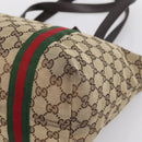 GUCCI GG Canvas Web Sherry Line Tote Bag Beige Gold 137396 Auth mr2909-10