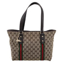 GUCCI GG Canvas Web Sherry Line Tote Bag Beige Gold 137396 Auth mr2909-2